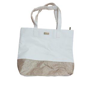 Jimmy Choo Parfums Large Tote Bag White With Gold Glitter Beach Shopping